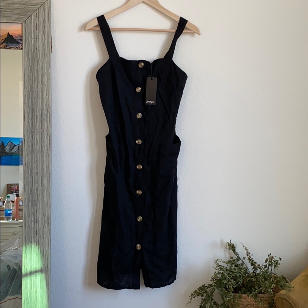Black button up midi dress!